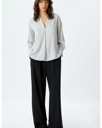 Bluza lejera de satin, Gri deschis