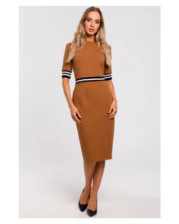 Rochie de dama  Cu maneca, Bumbac, Elastan, Alb, Negru, Verde militar, Caramel