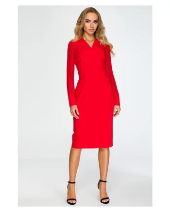 Rochie cu sifon,  Poliester/Vascoza, Rosu