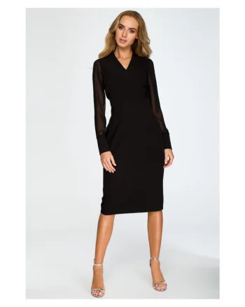 Rochie cu sifon,  Poliester/Vascoza, Negru