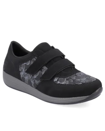 Pantofi atletici de damă Rieker, negri, cu velcro, N1168-00