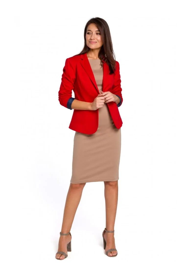 Sacou dama, Style, Poliester/Bumbac, Rosu