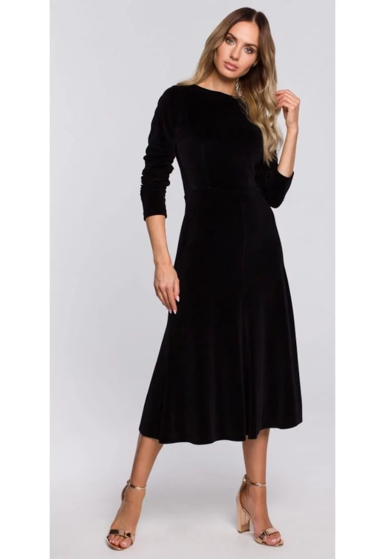 Rochie, Bumbac/Poliester, Verde, Negru