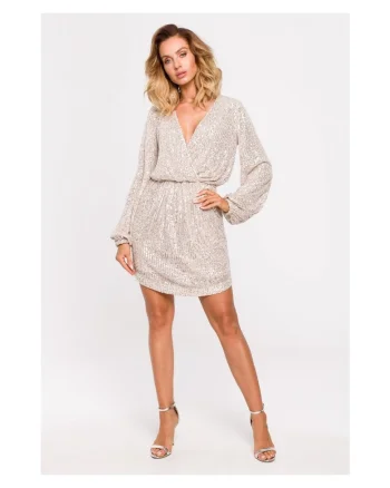 Rochie mini cu paiete, Sampanie