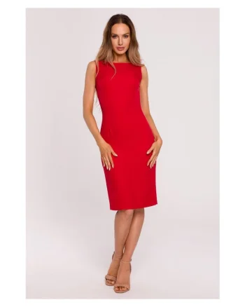 Rochie cu decolteu in spate, Negru, Rosu