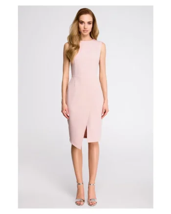 Rochie de dama Fara maneca, Poliester, Elastan - 65497, Roz