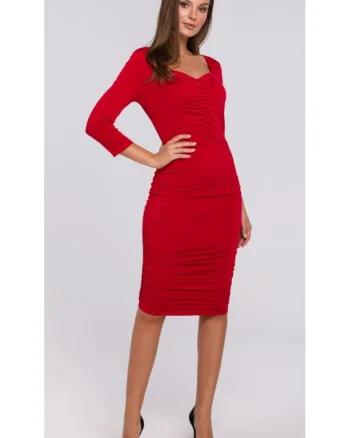 Rochie cu pliuri2, Rosu