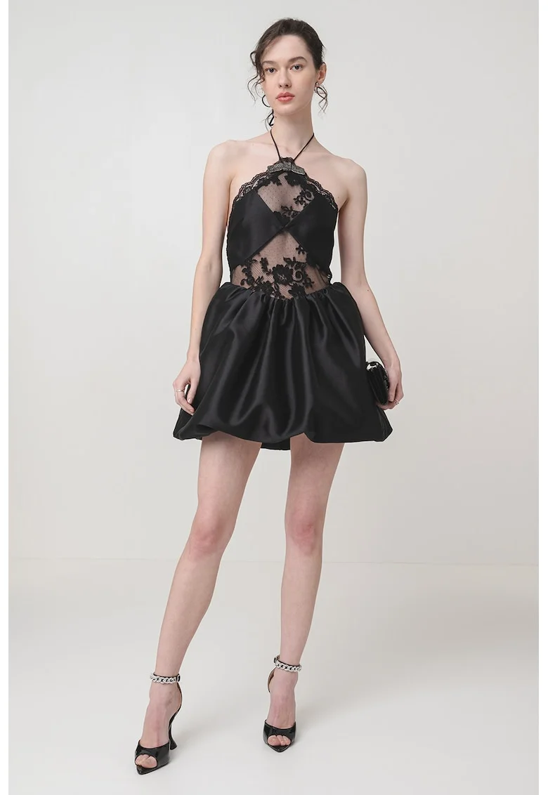 Rochie mini cu decolteu halter, Negru