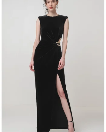 Rochie cu lant la decolteu Elegant, Negru