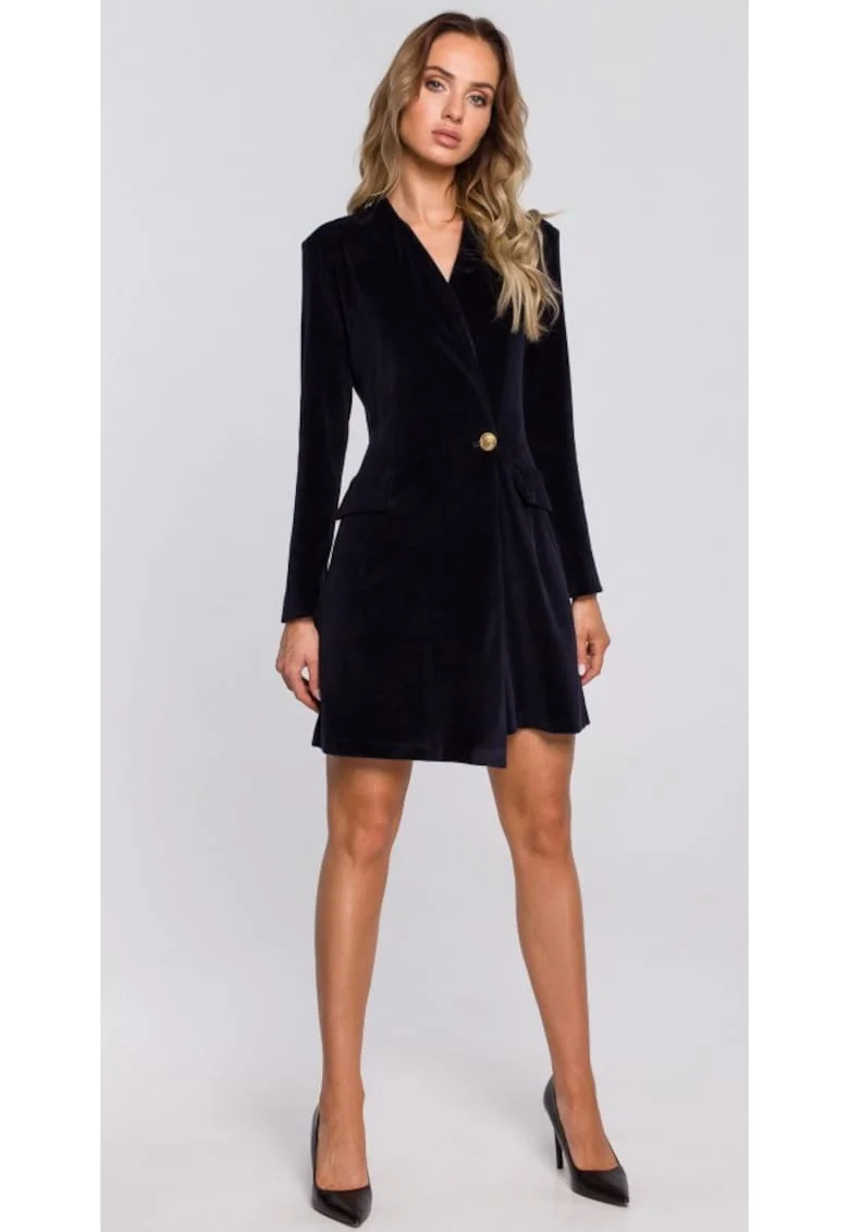 Rochie, Bumbac/Poliester, Negru., Bleumarin