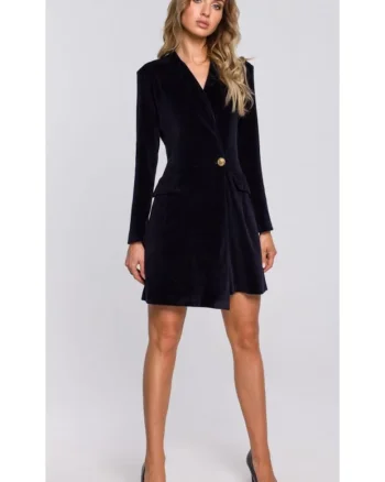 Rochie, Bumbac/Poliester, Negru., Bleumarin