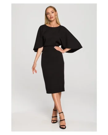 Rochie creion cu maneci largi - verde luxuriant, Negru