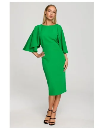 Rochie creion cu maneci largi - verde luxuriant, Verde
