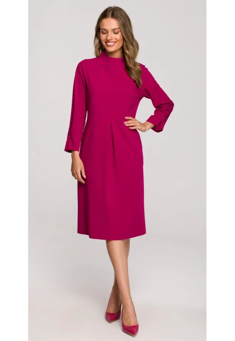 Rochie cu pliseuri decorative, Pruna