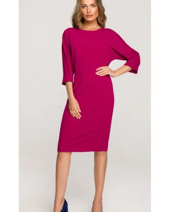 Rochie cu maneci kimono uni, Pruna