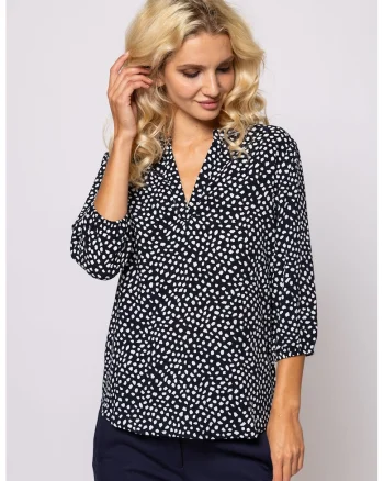 Bluza cu model Rubaw, Alb/Negru