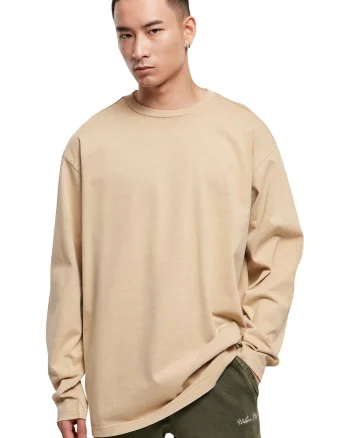 Bluza de bumbac cu decolteu la baza gatului, Bej