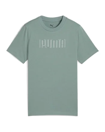 Tricou cu decolteu la baza gatului si imprimeu logo, Verde feriga