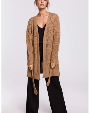 Cardigan perforat cu cordon,, Bej