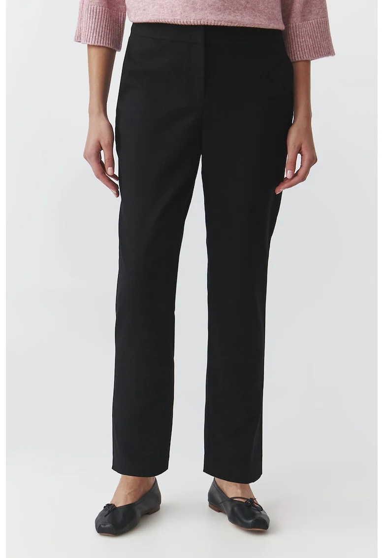 Pantaloni uni cu talie medie, Negru