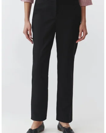 Pantaloni uni cu talie medie, Negru