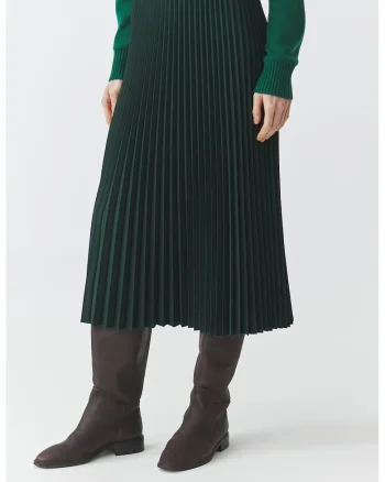Fusta midi cu pliuri, Verde padure