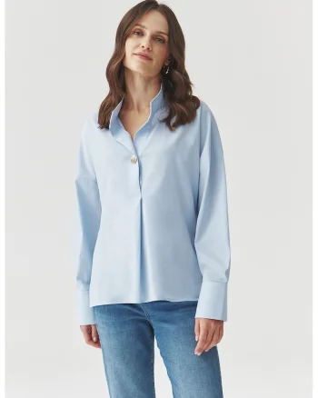 Bluza din amestec de bumbac Lotari, Albastru deschis