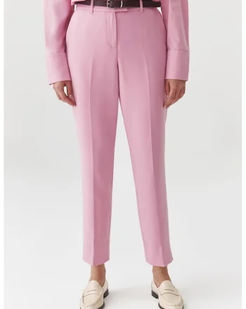 Pantaloni crop conici, Roz pastel
