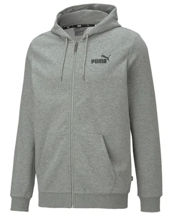 Hanorac regular fit cu fermoar si imprimeu logo discret Essentials, Gri inchis melange