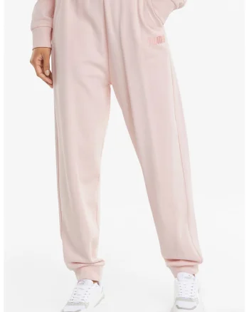 Pantaloni de trening cu talie inalta HER, Roz pal