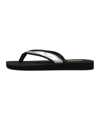 Papuci flip-flop cu logo Sandy, Negru/Argintiu