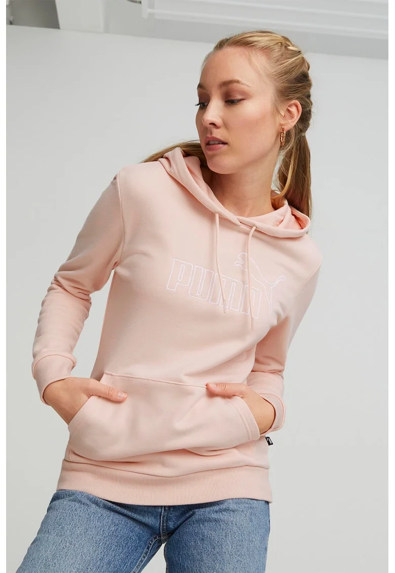 Hanorac cu logo brodat ESS Elevated, Roz pastel