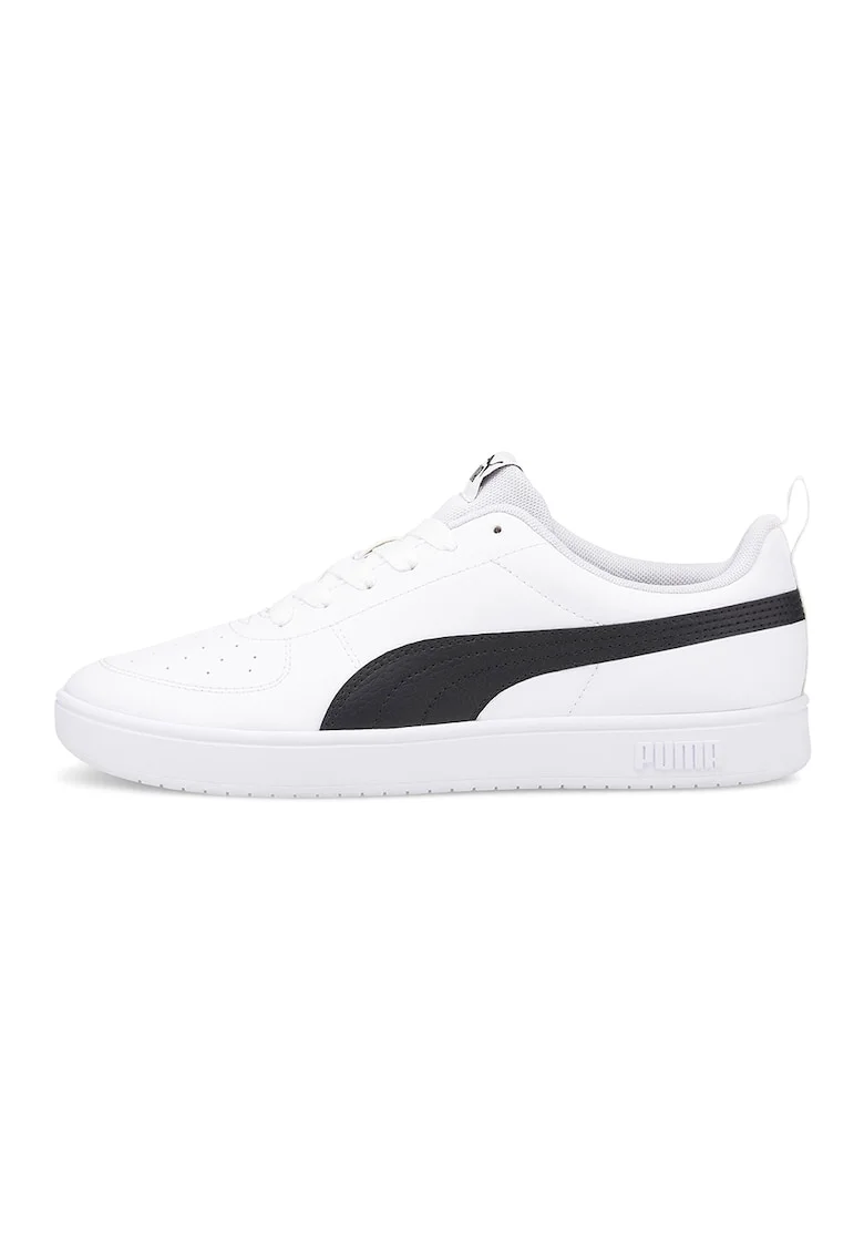 Pantofi sport unisex low-top de piele ecologica Rickie, Alb/Negru
