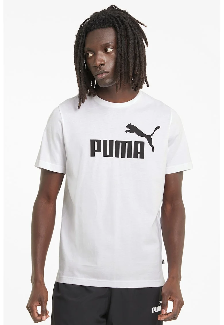 Tricou de bumbac cu imprimeu logo Essential, Alb
