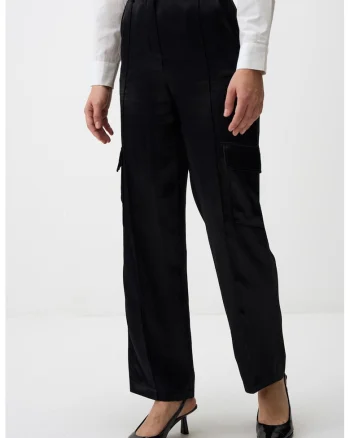 Pantaloni cargo din satin, Negru