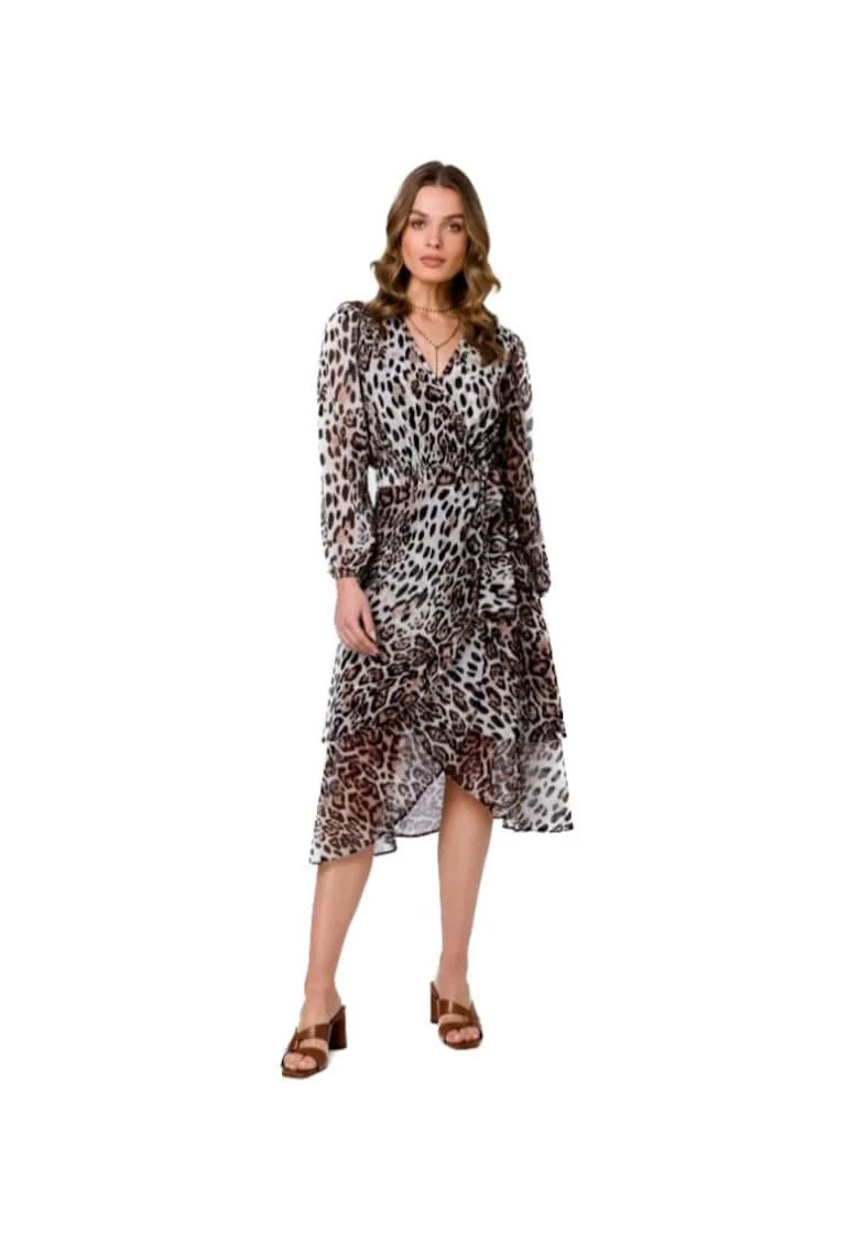 Rochie midi dama,  Numeak, leopard,