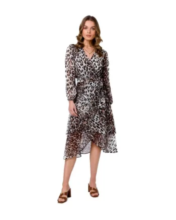 Rochie midi dama,  Numeak, leopard,