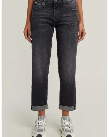Blugi boyfriend crop Kate, Gri antracit