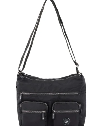 Geanta messenger cu buzunare multiple, Negru stins