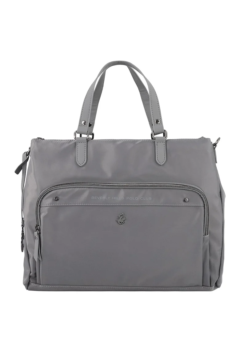 Geanta shopper cu logo, Gri deschis