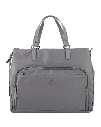 Geanta shopper cu logo, Gri deschis