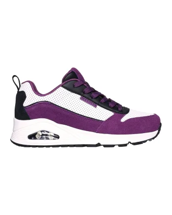 Pantofi sport cu insertii de piele intoarsa Uno - 2 Much Fun, Alb/Negru/Violet