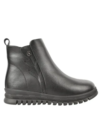 Ghete casual, dama,  J850013A, negru, piele naturala, Negru