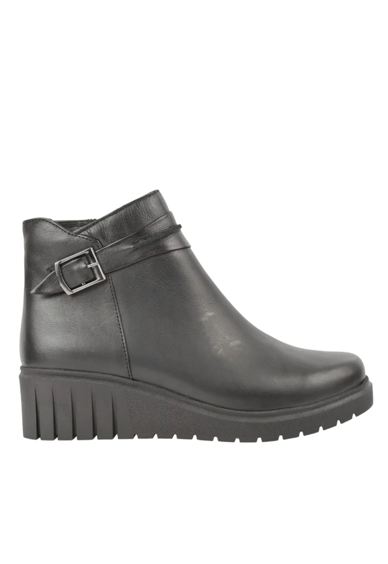 Ghete casual, dama,  D70-19016 negru, piele naturala, Negru