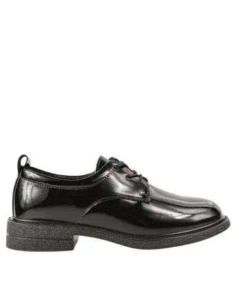 Pantofi casual, dama,  30028L negru, piele lacuita, Negru