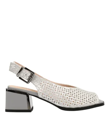 Sandale elegante, dama,  JY40009B gri, piele nabuc, cu toc, Gri