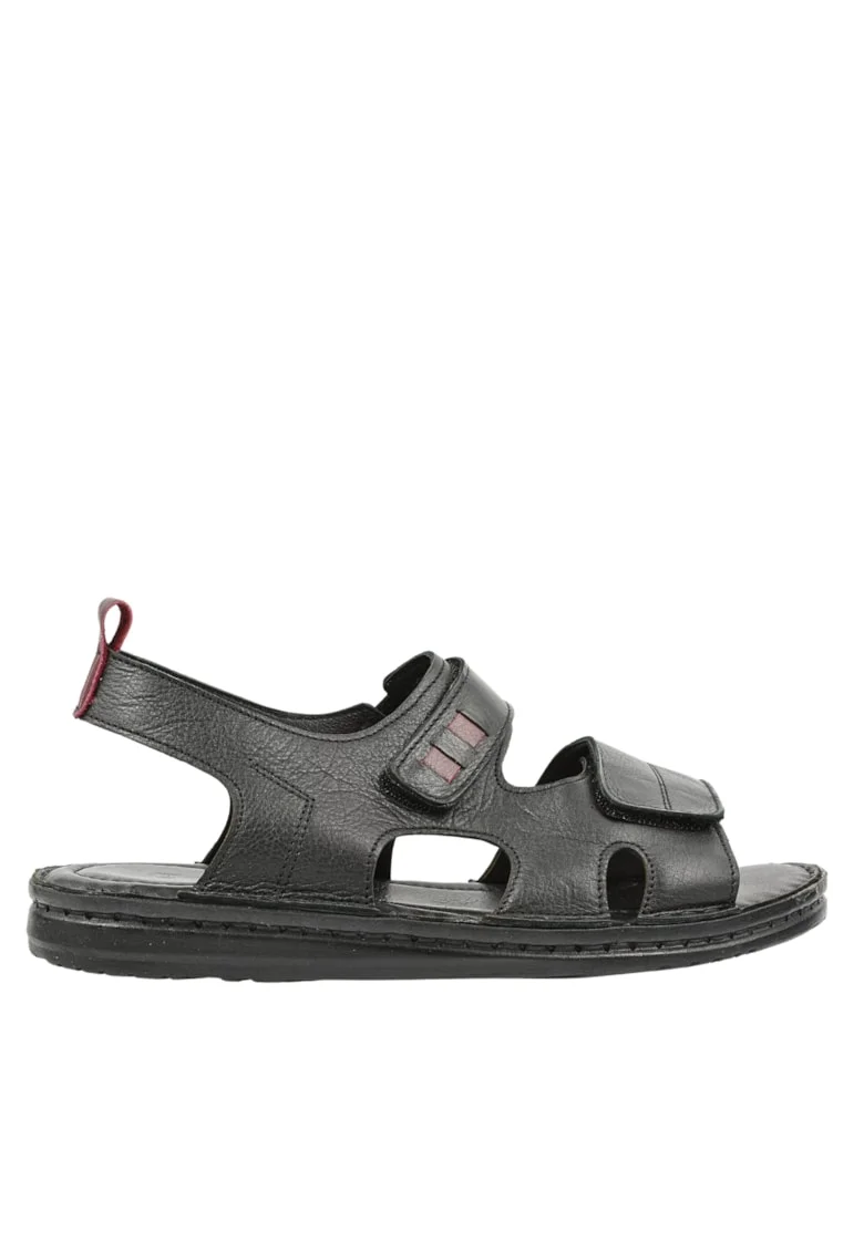 Sandale sport, barbati,  B39-G125 negru, piele naturala, Negru