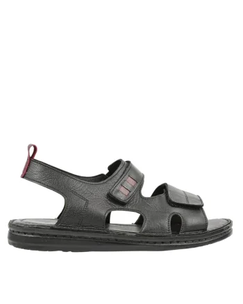 Sandale sport, barbati,  B39-G125 negru, piele naturala, Negru