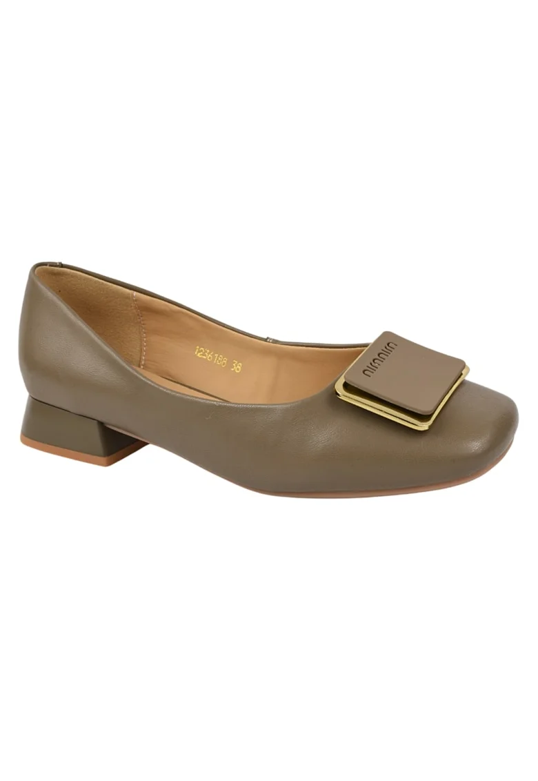 Pantofi casual, dama,  1236188 verde, piele naturala, cu toc, Verde