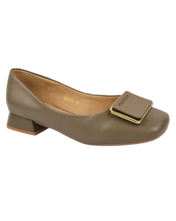 Pantofi casual, dama,  1236188 verde, piele naturala, cu toc, Verde